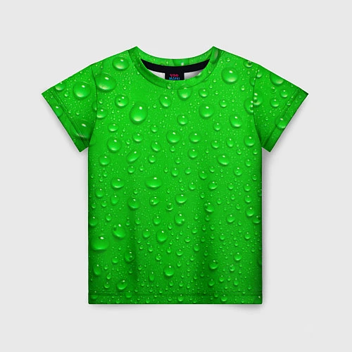 Детская футболка Зеленый фон с росой / 3D-принт – фото 1