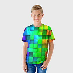 Футболка детская РАЗНОЦВЕТНЫЕ КУБИКИ MULTICOLORED CUBES, цвет: 3D-принт — фото 2