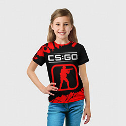 Футболка детская CS:GO лого с линиями и спецназом, цвет: 3D-принт — фото 2