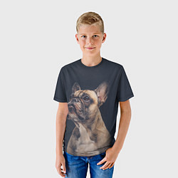 Футболка детская Голова французского бульдога, цвет: 3D-принт — фото 2