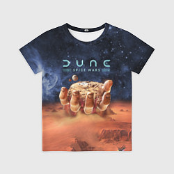Футболка детская Dune: Spice Wars песчаные дюны и рука с базой, цвет: 3D-принт