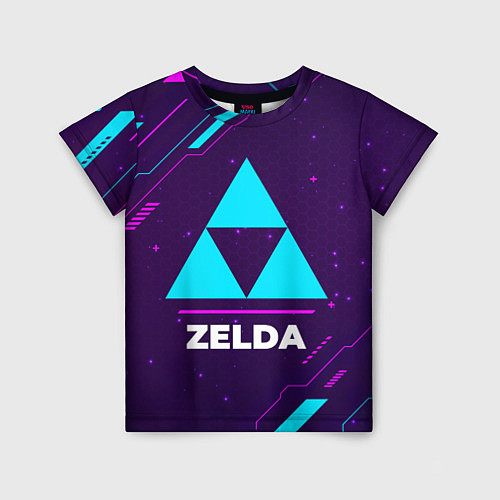 Детская футболка Символ Zelda в неоновых цветах на темном фоне / 3D-принт – фото 1