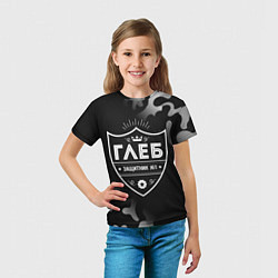 Футболка детская Глеб ЗАЩИТНИК Камуфляж, цвет: 3D-принт — фото 2