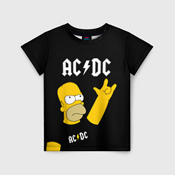 Футболка детская AC DC ГОМЕР СИМПСОН SIMPSONS, цвет: 3D-принт