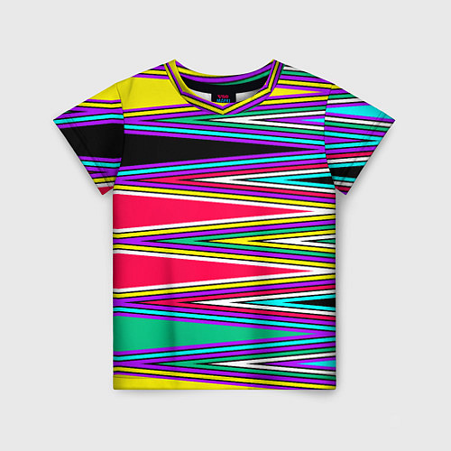 Детская футболка Разноцветный радужный полосатый принт / 3D-принт – фото 1