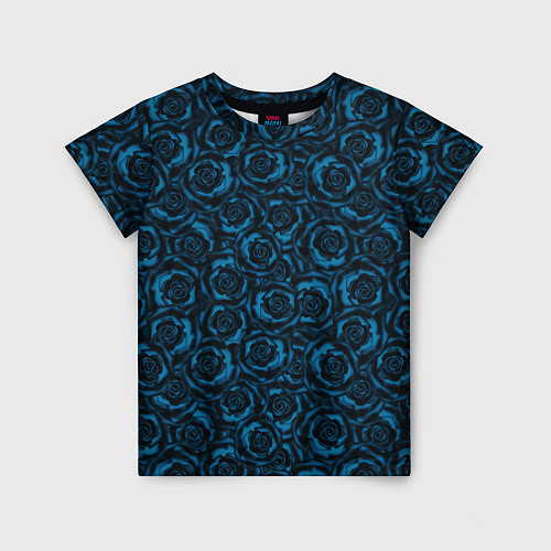Детская футболка Синие розы-цветочный узор / 3D-принт – фото 1