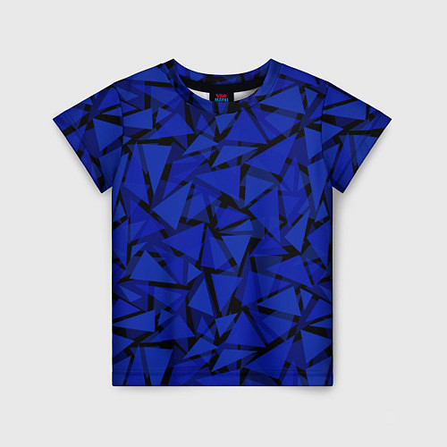 Детская футболка Синие треугольники-геометрический узор / 3D-принт – фото 1