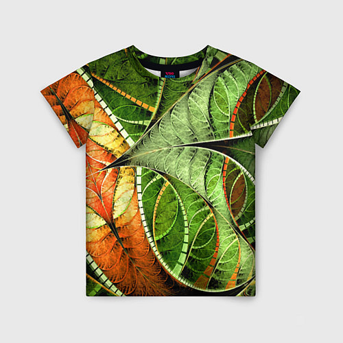 Детская футболка Растительный абстрактный фрактальный паттерн Veget / 3D-принт – фото 1