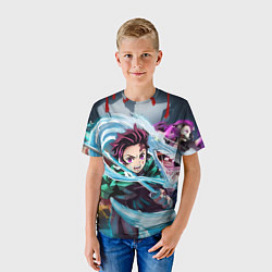 Футболка детская ТАНДЖИРО КЛИНОК, РАССЕКАЮЩИЙ ДЕМОНОВ DEMON SLAYER, цвет: 3D-принт — фото 2