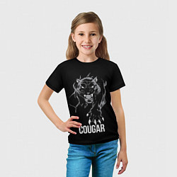 Футболка детская Cougar on the hunt - Пума на охоте, цвет: 3D-принт — фото 2