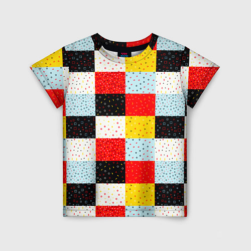 Детская футболка MULTICOLORED SQUARE MOSAIC / 3D-принт – фото 1