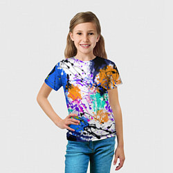 Футболка детская Брызги и мазки разноцветных красок на белом фоне, цвет: 3D-принт — фото 2