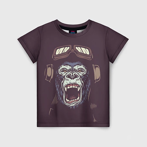 Детская футболка Орущая горилла / 3D-принт – фото 1