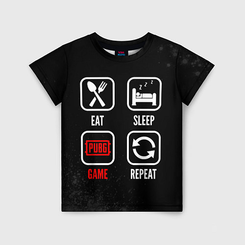 Детская футболка Eat, Sleep, PUBG, Repeat / 3D-принт – фото 1