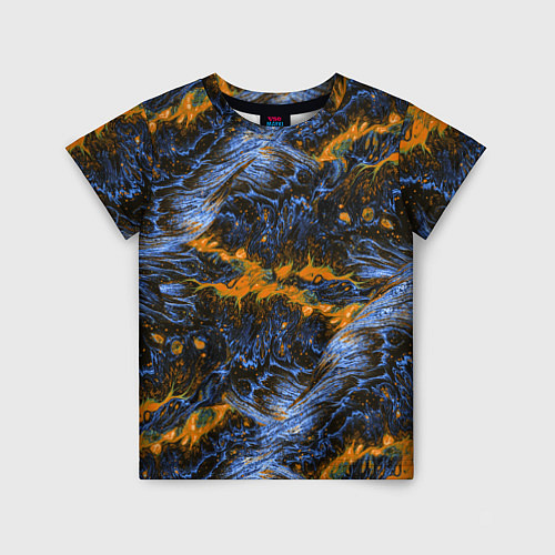 Детская футболка Оранжево-Синяя Вулканическая Лава / 3D-принт – фото 1