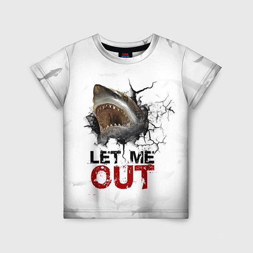 Детская футболка Акула Let me out - пасть акулы / 3D-принт – фото 1