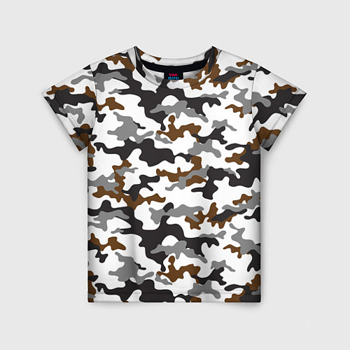 Детская футболка Камуфляж Чёрно-Белый Camouflage Black-White / 3D-принт – фото 1