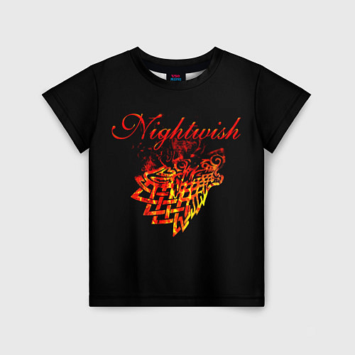 Детская футболка Nightwish кельтский волк с горящей головой / 3D-принт – фото 1