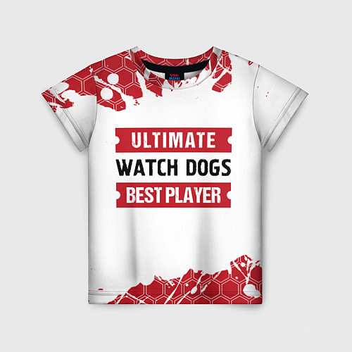 Детская футболка Watch Dogs: красные таблички Best Player и Ultimat / 3D-принт – фото 1