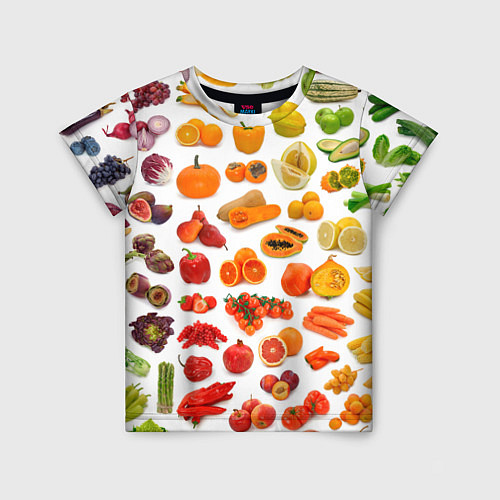 Детская футболка VEGETABLE FRUIT ABUNDANCE / 3D-принт – фото 1