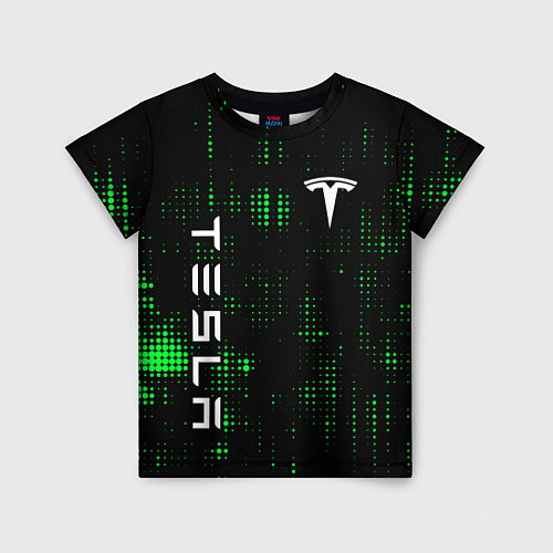 Детская футболка Tesla Зеленые точки / 3D-принт – фото 1