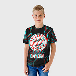 Футболка детская Bayern FC в стиле Glitch на темном фоне, цвет: 3D-принт — фото 2
