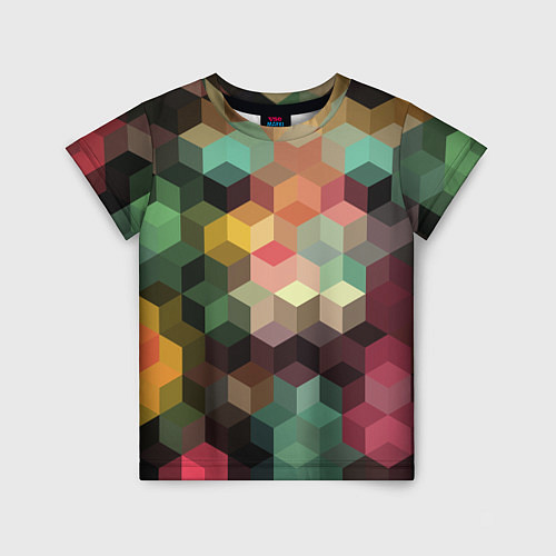 Детская футболка Разноцветный геометрический узор 3D / 3D-принт – фото 1