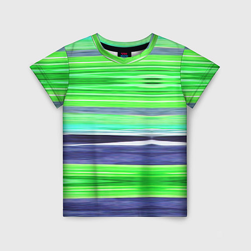 Детская футболка Сине-зеленые абстрактные полосы / 3D-принт – фото 1