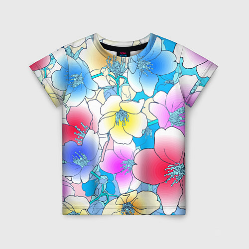 Детская футболка Летний цветочный паттерн Fashion trend 2025 / 3D-принт – фото 1