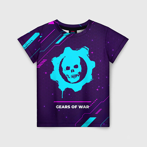 Детская футболка Символ Gears of War в неоновых цветах на темном фо / 3D-принт – фото 1