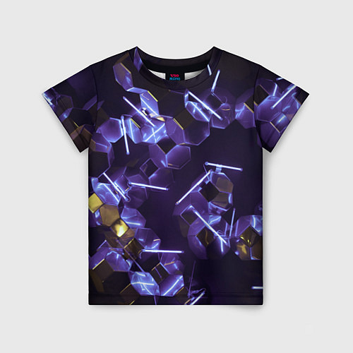 Детская футболка Неоновые фигуры с лазерами - Фиолетовый / 3D-принт – фото 1