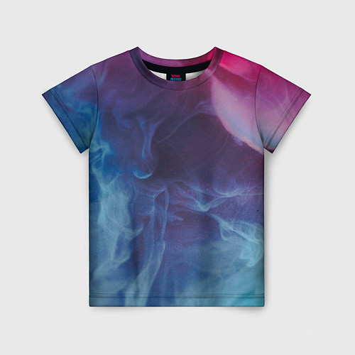 Детская футболка Неоновый дым - Голубой и розовый / 3D-принт – фото 1