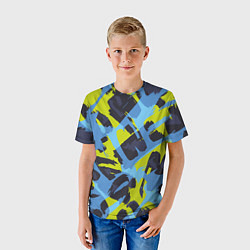 Футболка детская Сине-салатовая абстракция, цвет: 3D-принт — фото 2
