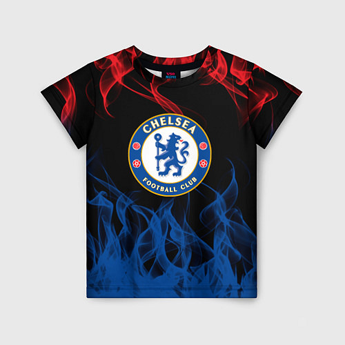 Детская футболка Челси chelsea пламя / 3D-принт – фото 1