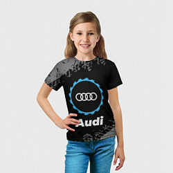 Футболка детская Audi в стиле Top Gear со следами шин на фоне, цвет: 3D-принт — фото 2