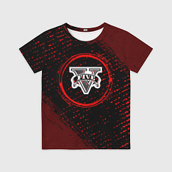 Футболка детская Символ GTA и краска вокруг на темном фоне, цвет: 3D-принт