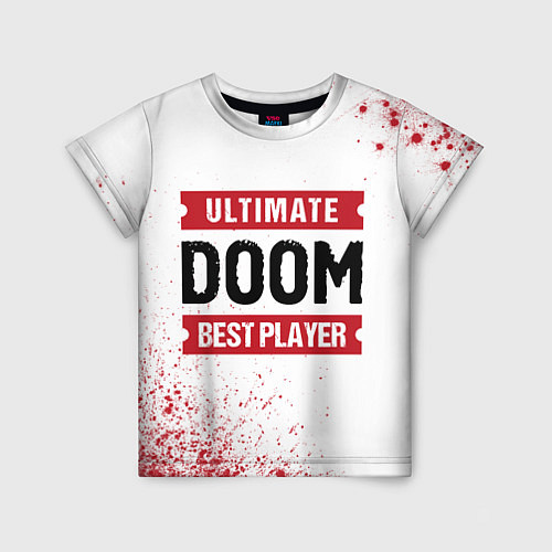 Детская футболка Doom: красные таблички Best Player и Ultimate / 3D-принт – фото 1