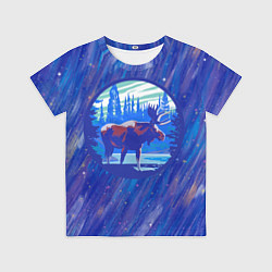 Футболка детская Лось в лесу Blue, цвет: 3D-принт