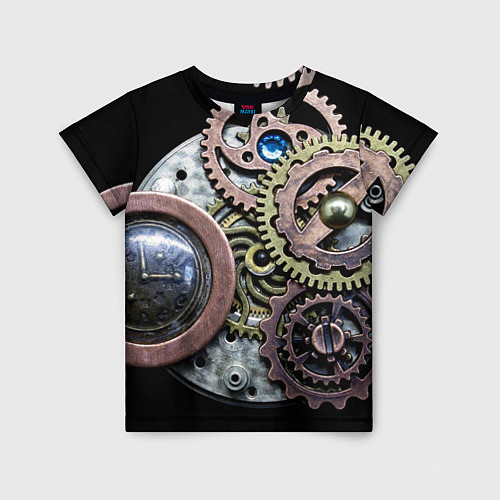 Детская футболка Mechanism of gears in Steampunk style / 3D-принт – фото 1
