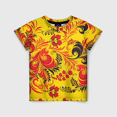 Детская футболка Хохломская Роспись Цветы / 3D-принт – фото 1