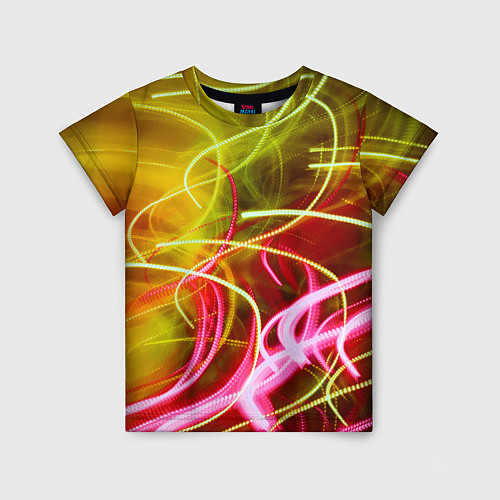 Детская футболка Неоновые линии и фонари - Жёлтый / 3D-принт – фото 1