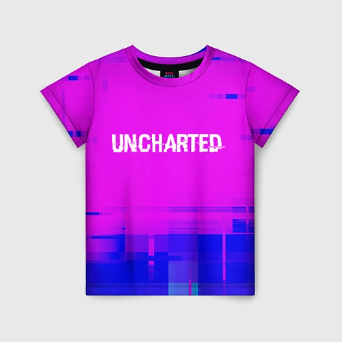 Детская футболка Uncharted Glitch Text Effect / 3D-принт – фото 1