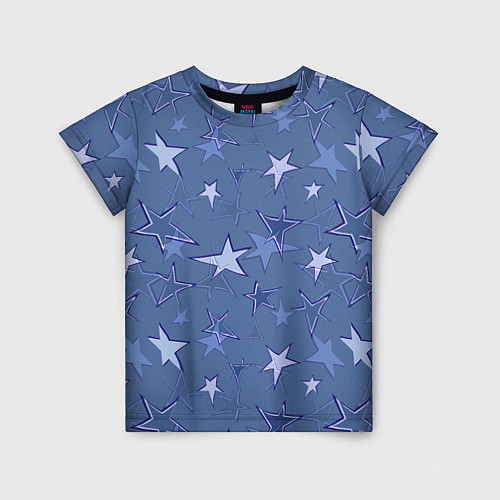 Детская футболка Gray-Blue Star Pattern / 3D-принт – фото 1
