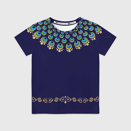 Детская футболка Павлиньи перья с вензелями / 3D-принт – фото 1