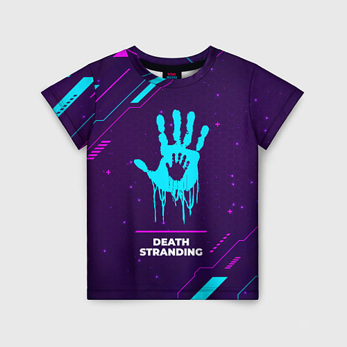 Детская футболка Символ Death Stranding в неоновых цветах на темном / 3D-принт – фото 1