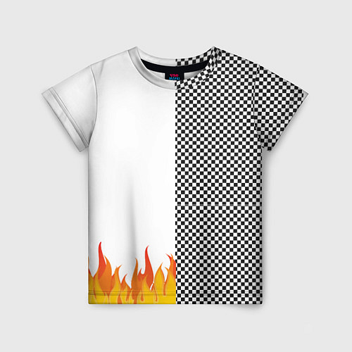 Детская футболка Шахматаня клетка с огнём / 3D-принт – фото 1