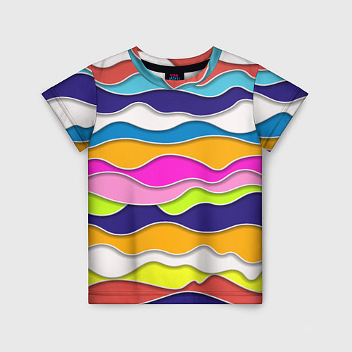 Детская футболка Разноцветные волны Летний паттерн / 3D-принт – фото 1