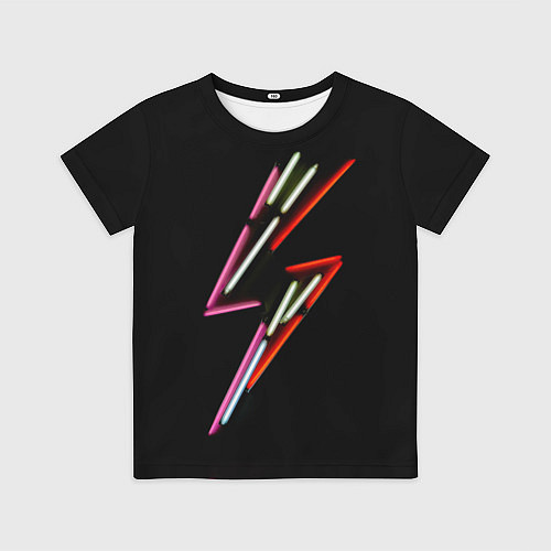 Детская футболка Неоновый знак молнии - Красный / 3D-принт – фото 1
