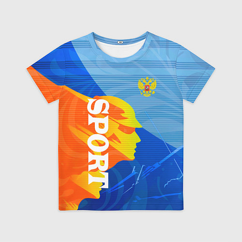 Детская футболка РОССИЯ - СПОРТ - ГЕРБ / 3D-принт – фото 1