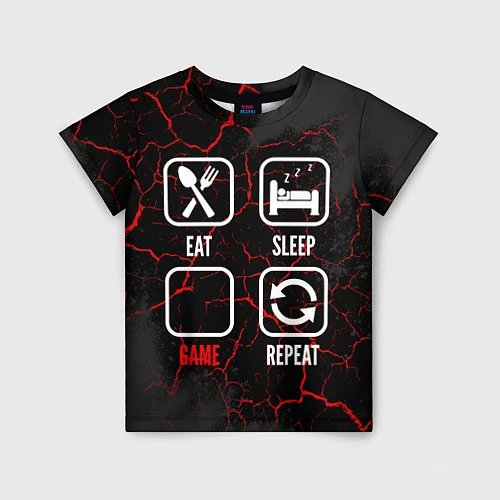 Детская футболка Eat, Sleep, Zelda, Repeat / 3D-принт – фото 1